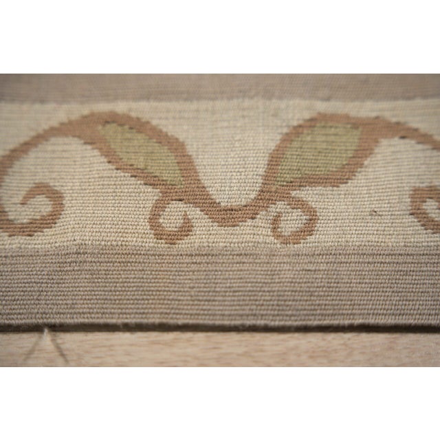 1980s 9x12 Vintage Aubusson Flat Weave Wool Rug, Lilac Grey Fern and Vine Stripe For Sale - Image 5 of 16
