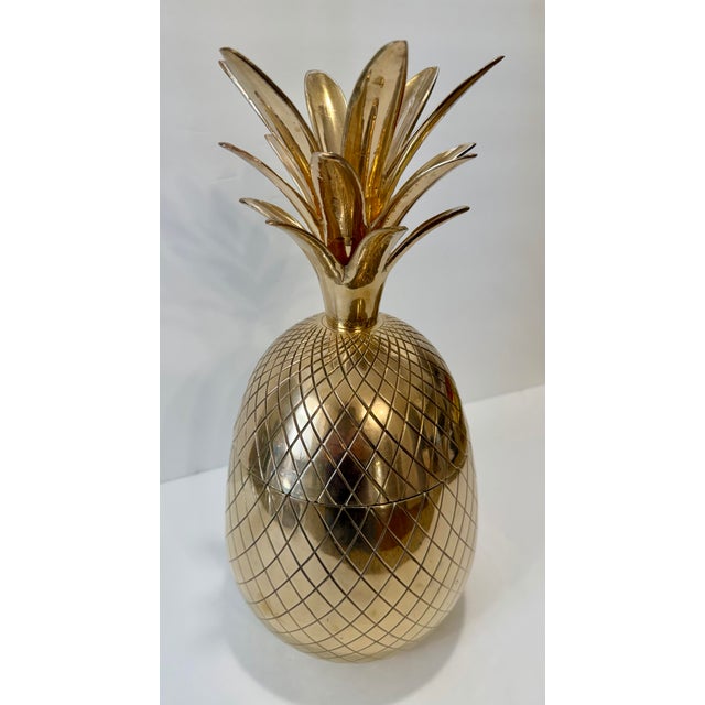 1960s Extra Large Brass Pineapple Ice Bucket, Hollywood Regency Style For Sale - Image 11 of 11
