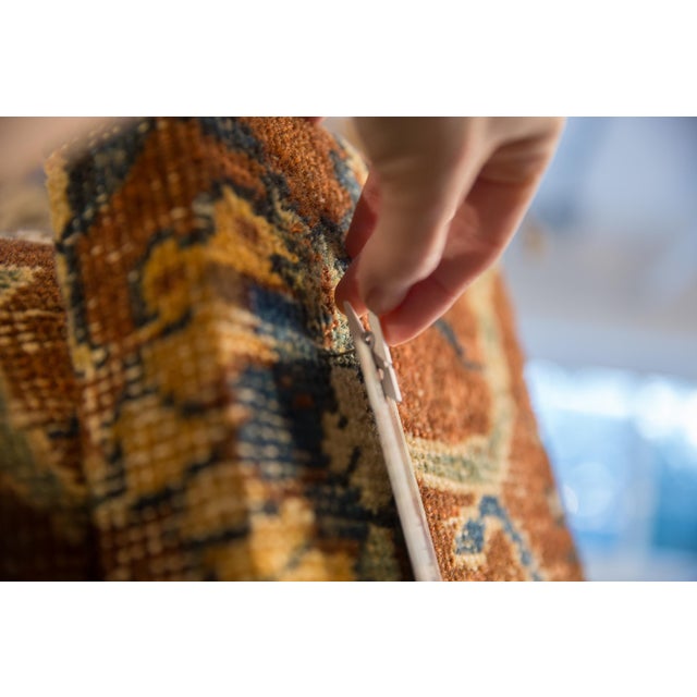 Red Decorative Cork Board Antique Kurdish Hamadan Rug Fragment Art For Sale - Image 8 of 8