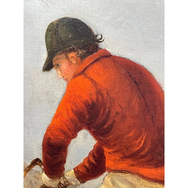 British 19th Century Hunting Charge Grey & Chestnut GallopingHorses Oil Painting Signed Thomas Smythe For Sale - Image 6 of 13