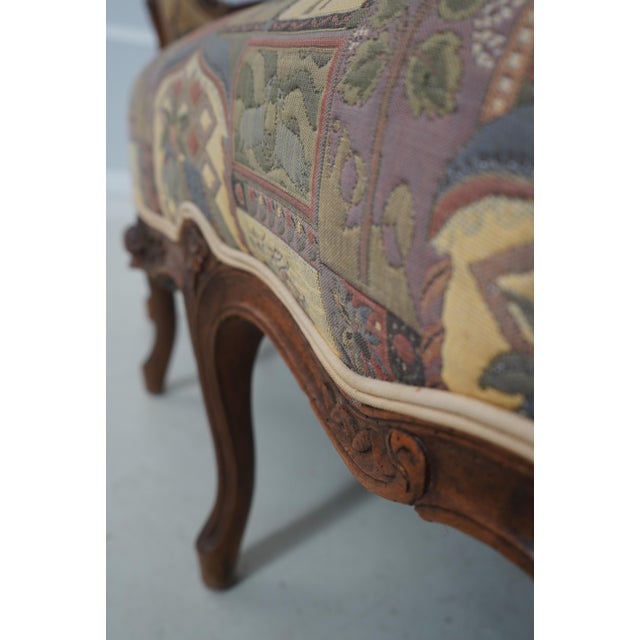 Wood French 9 Leg Walnut Settee Loveseat For Sale - Image 7 of 18