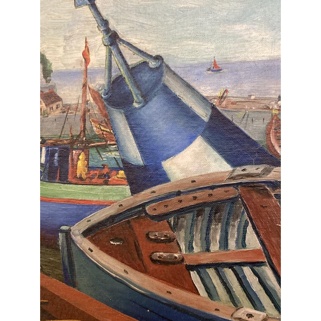 E. Burtin, Port of Belle-Île-en-Mer, Citadel, 1959, Oil on Canvas, Framed For Sale - Image 9 of 11