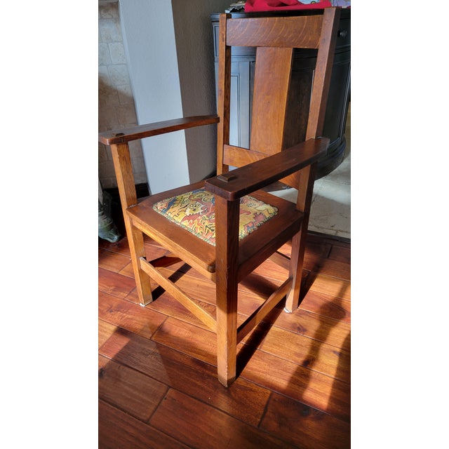 1910s Antique Charles Limbert Oak Chair For Sale - Image 9 of 12