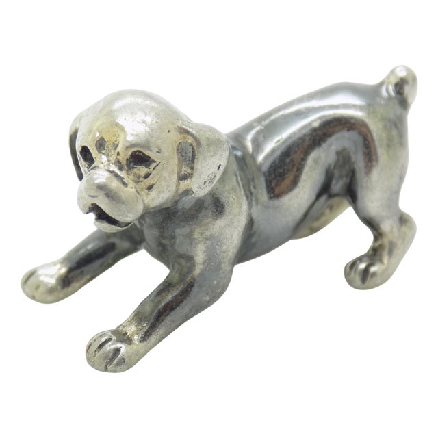 Vintage Italian Playful Puppy Dog Figurine in Silver 800 by Sorini, Arezzo, 1980s For Sale