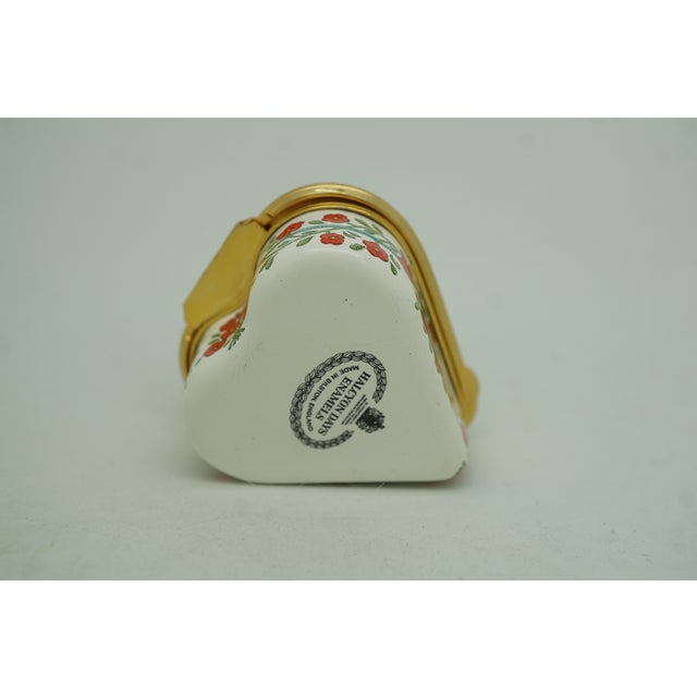 Paint Halcyon Days England Enamel Heart Shaped I Love You Trinket Keepsake Box 2" For Sale - Image 7 of 12