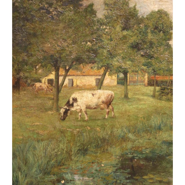 Late 19th Century 19th Century French Barbizon Style Pastoral Oil on Canvas Painting For Sale - Image 5 of 12