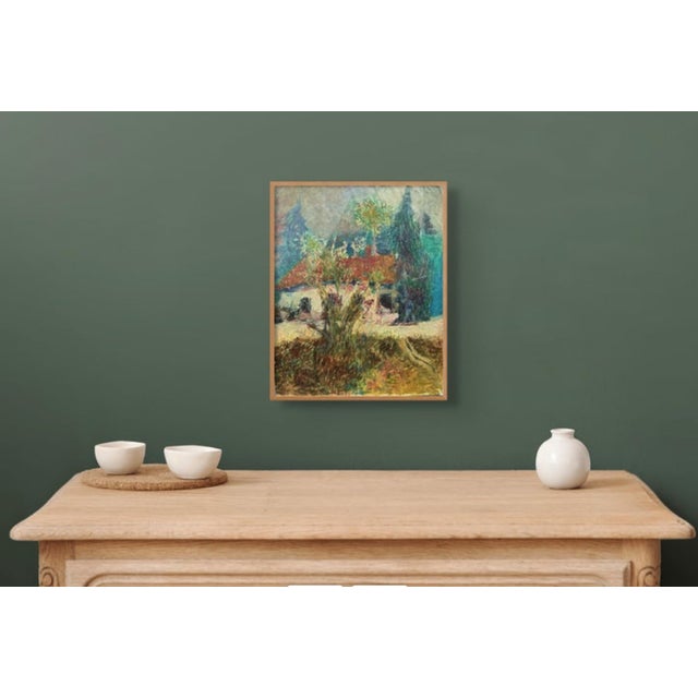 Green Garden Cottage Acrylic Painting on Board, Signed, 1990s, 10x8 For Sale - Image 8 of 8