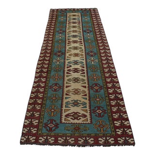 Turqoise Colored Vintage Anatolian Rug Runner - 36"x120" For Sale
