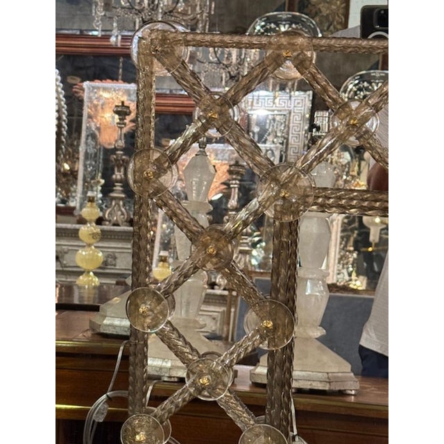 Modern Modern Murano Glass "Lattice" Mirror in Light Gold For Sale - Image 3 of 6