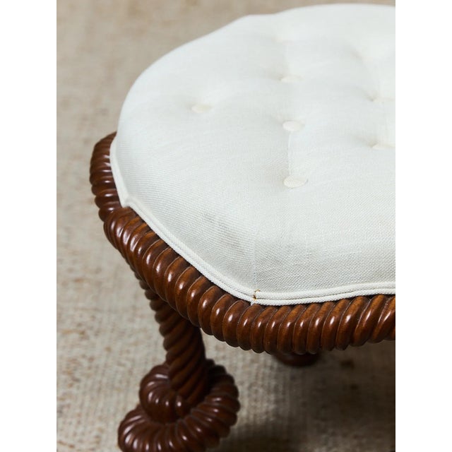 Mid 20th Century Mid 20th Century Mahogany Rope-Twist Stool For Sale - Image 5 of 10