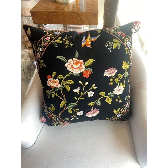 Botanical Black Throw Pillow Cover For Sale - Image 4 of 5