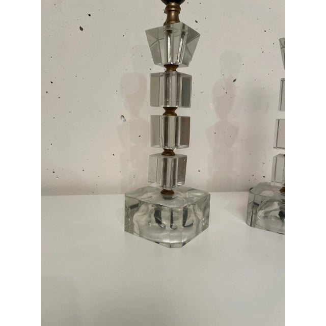 1970s Glass and Metal Table Lamp in the style of Adnet, 1970 For Sale - Image 5 of 8