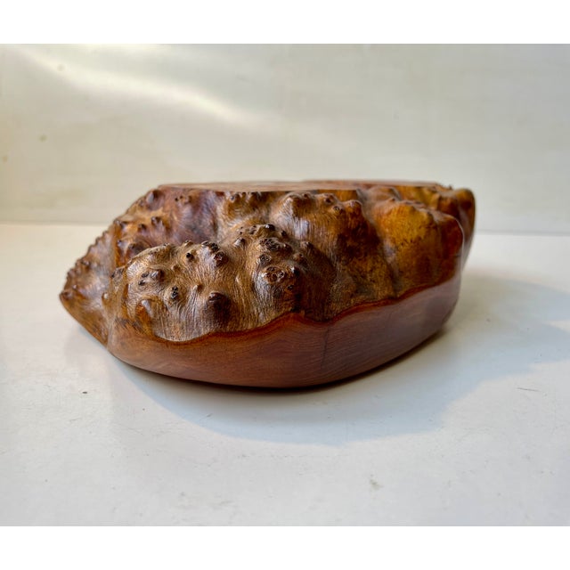Vintage Swedish Natural Edge Burr Bowl in Elm, 1980s For Sale - Image 4 of 12