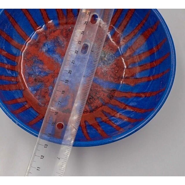 1990s 1997 Harding Black Pottery Bowl Red Blue Crystalline Starburst Glaze For Sale - Image 5 of 6