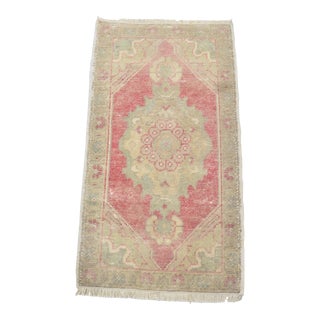 1960s Handmade Faded Turkish Small Rug For Sale