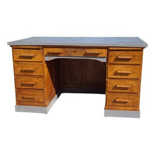 Vintage American Oak Desk, 1950s For Sale