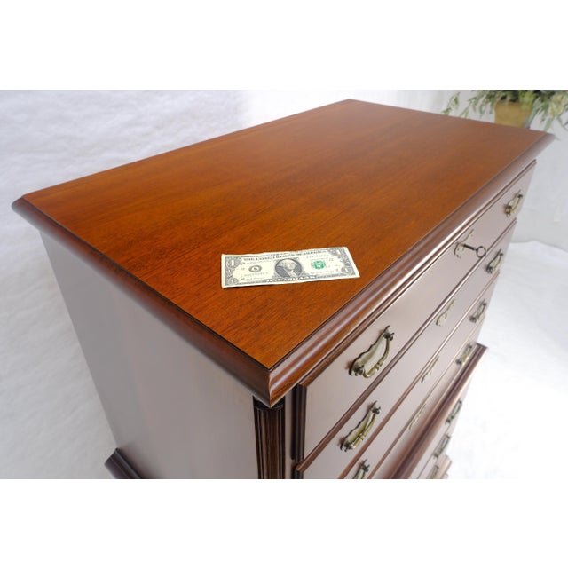 Bracket Feet Solid Mahogany Brass Pull Federal Style 7 Drawer High Chest Dresser For Sale - Image 16 of 18
