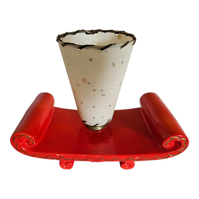 1950s Mid-Century Modern Fiberglass and Ceramic Electric Table Lamp For Sale