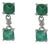 Elegant Emerald and Diamond Dangle Drop Earrings in Sterling Silver, A Pair For Sale