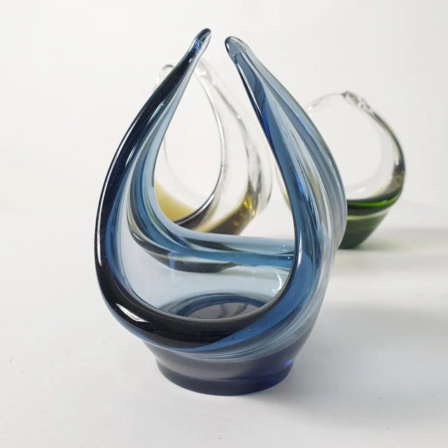 1950s Mid-Century Glass Coquille Bowls by Flygsfors, Sweden For Sale - Image 5 of 8