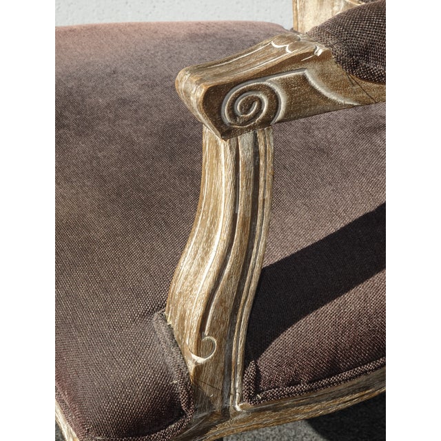 Vintage Restoration Style French Side Chair W Brown Velvet For Sale - Image 11 of 12