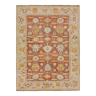 2010s Red Modern Indian Tabriz Handmade Floral Wool Rug by Apadana For Sale