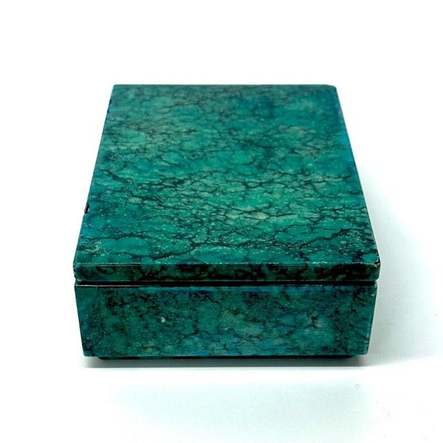 Gemstone Mid-Century Malachite Stone Trinket or Jewelry Box For Sale - Image 7 of 12