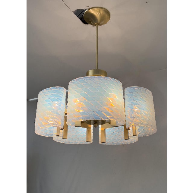 Art Deco Pendant Lamp Opaline the Art of Glass from Ribes, 1970s For Sale - Image 4 of 4