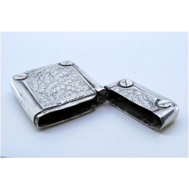 Silver Matchbox with Engraved Plant Motifs and Hinged Lid For Sale - Image 6 of 10
