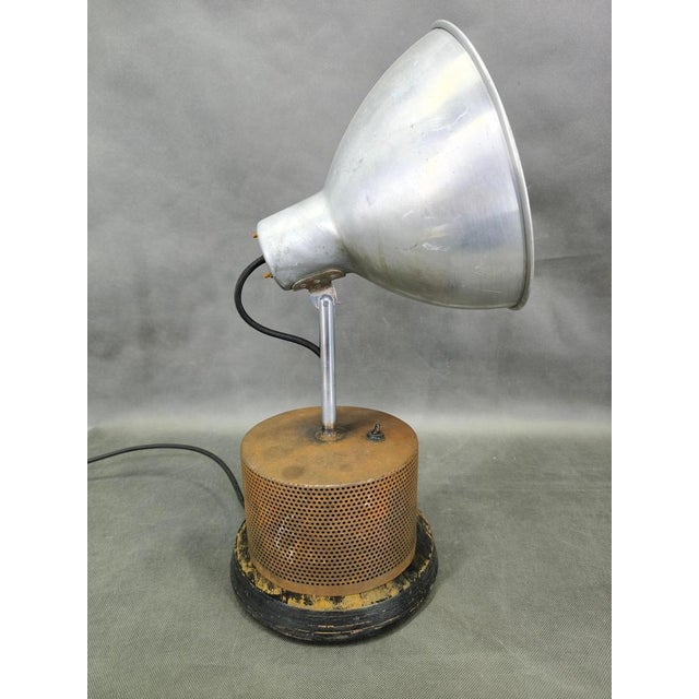 Industrial Table Lamp in Aluminium and Metal, Former Czechoslovakia, 1940s For Sale - Image 3 of 15