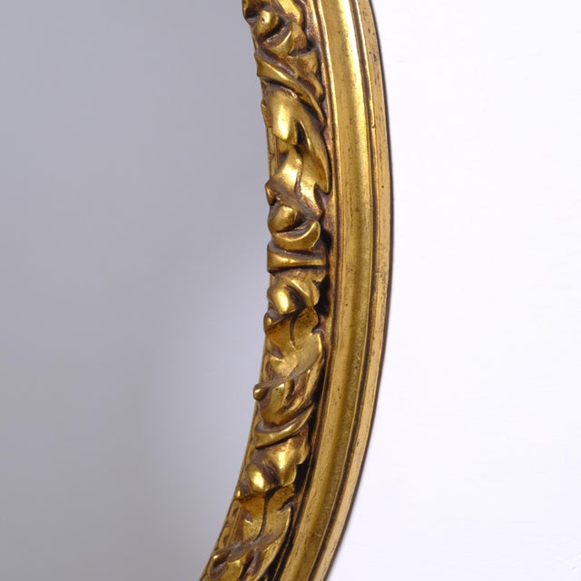 Baroque Large Oval Mirror in Gilded and Carved Wood, Late 1900s For Sale - Image 3 of 13