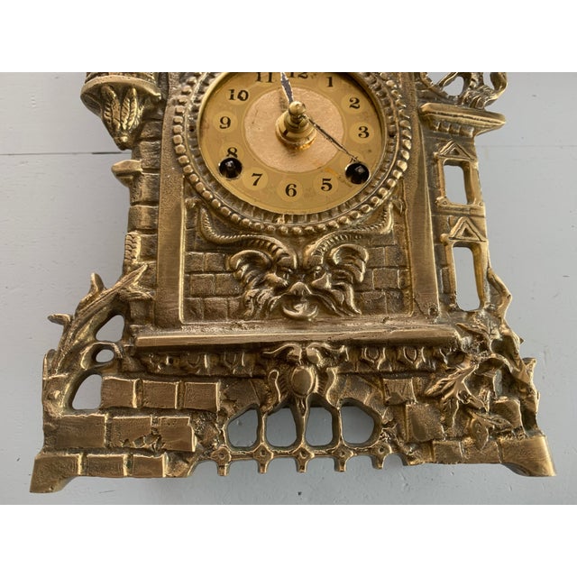 German Mantel Clock in Brass, 1950s For Sale - Image 3 of 18