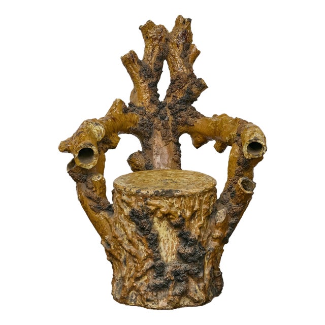 English Terracotta Coral-Inspired Grotto Chair with Patina, Circa 1900 For Sale