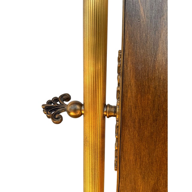 Neoclassical Hollywood Regency Brass-Clad Mahogany Vanity Dressing Mirror For Sale - Image 11 of 13