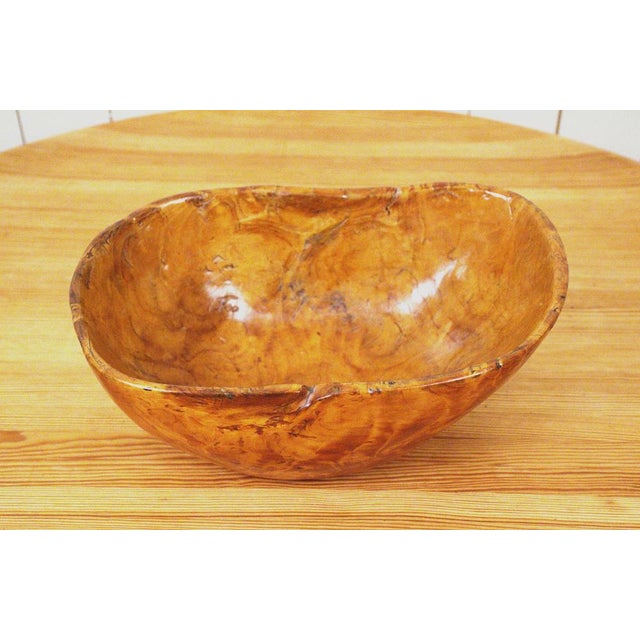 Swedish 19th Century Birch Burl Bowl. The bowl was made 1876 and is burn marked to the base OES, which is the makers mark....