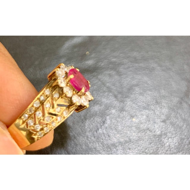 0.50 Carat Natural Ruby and Diamond 14 Karat Yellow Gold Ring For Sale - Image 9 of 18