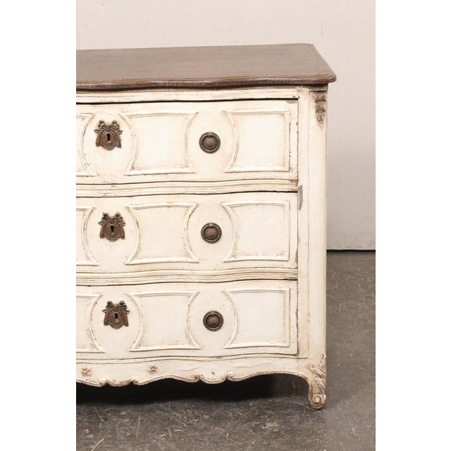 Cream 18th C. French Serpentine Commode in Cream For Sale - Image 8 of 12