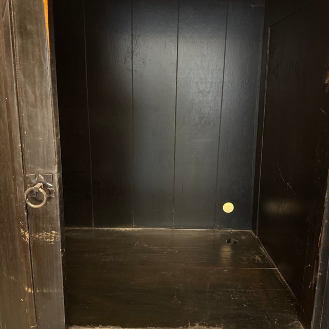 Asian-Inspired Black Wood Armoire/ Media Center, Vintage For Sale - Image 10 of 12