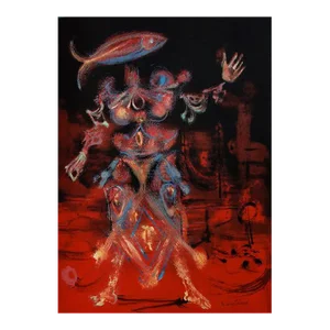 1972 Lucien Coutaud Signed Lithograph Figure De L Aire Rouge