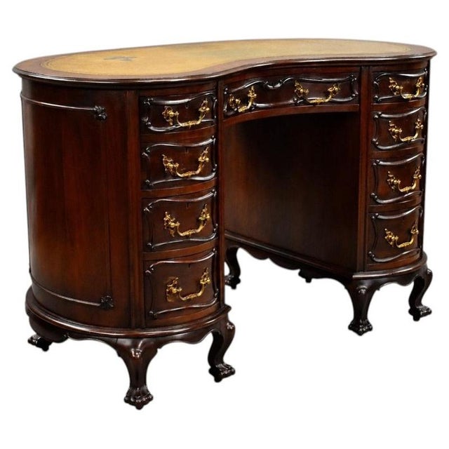 Victorian Mahogany Kidney Shaped Desk, 1870 For Sale - Image 12 of 12