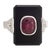 Mid 20th Century Ruby Onyx Diamond Platinum Cocktail Ring Size 4.5 For Sale