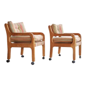 1970s Brutalist Mid Century Modern Lounge Side Accent Chair Armchair-- One Chair Left