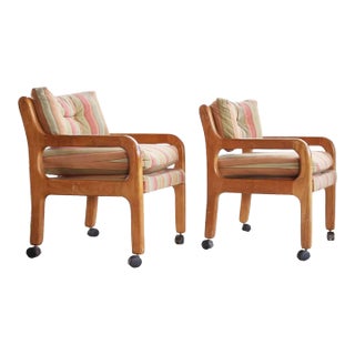 1970s Pair of Brutalist Mid Century Modern Lounge Side Accent Chairs Armchairs For Sale