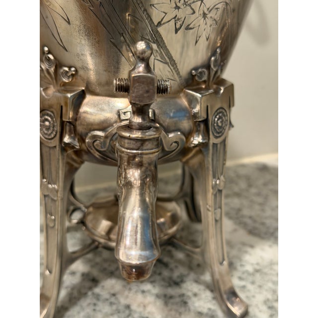1870s Reed & Barton Egyptian Revival Silverplate Samovar With Lion Finial For Sale - Image 14 of 17