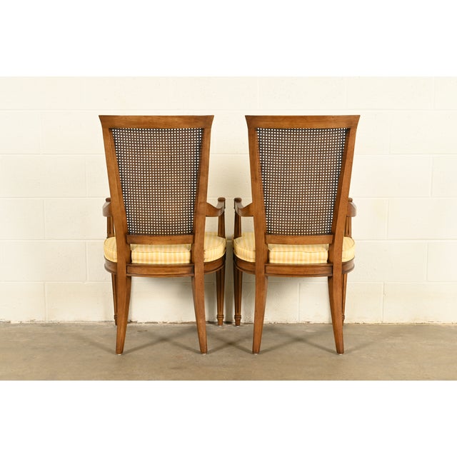 Henredon French Regency Louis XVI Carved Walnut Cane Back Armchairs, Pair For Sale - Image 12 of 16