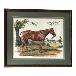 Vintage Large Framed Original Pastel Portrait of a Show Horse