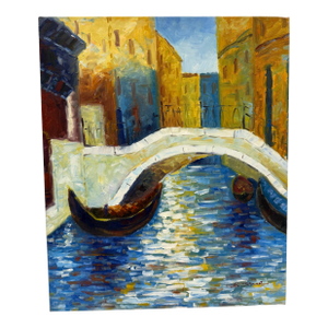1980s Original Oil Painting - Venice Canal Scene