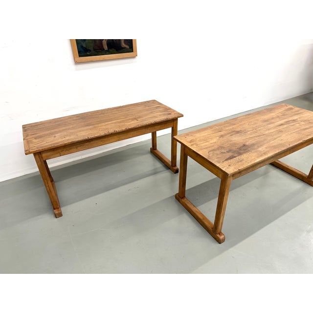 Vintage Beech Community Tables, 1950s, Set of 2 For Sale - Image 17 of 18