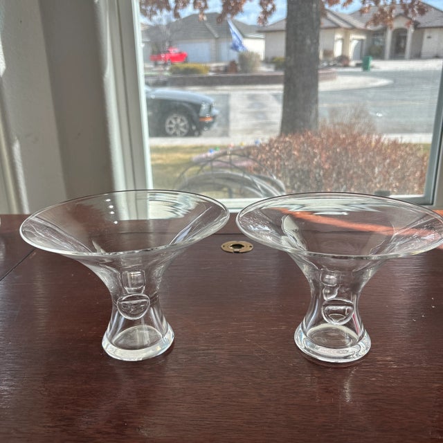 This is a beautiful pair of Steuben Vases designed by George Thompson and signed Steuben on the bottom. Steuben are well...