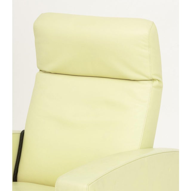 Contemporary Art Deco Style Mint Green Leather Reclining Chair For Sale - Image 3 of 7